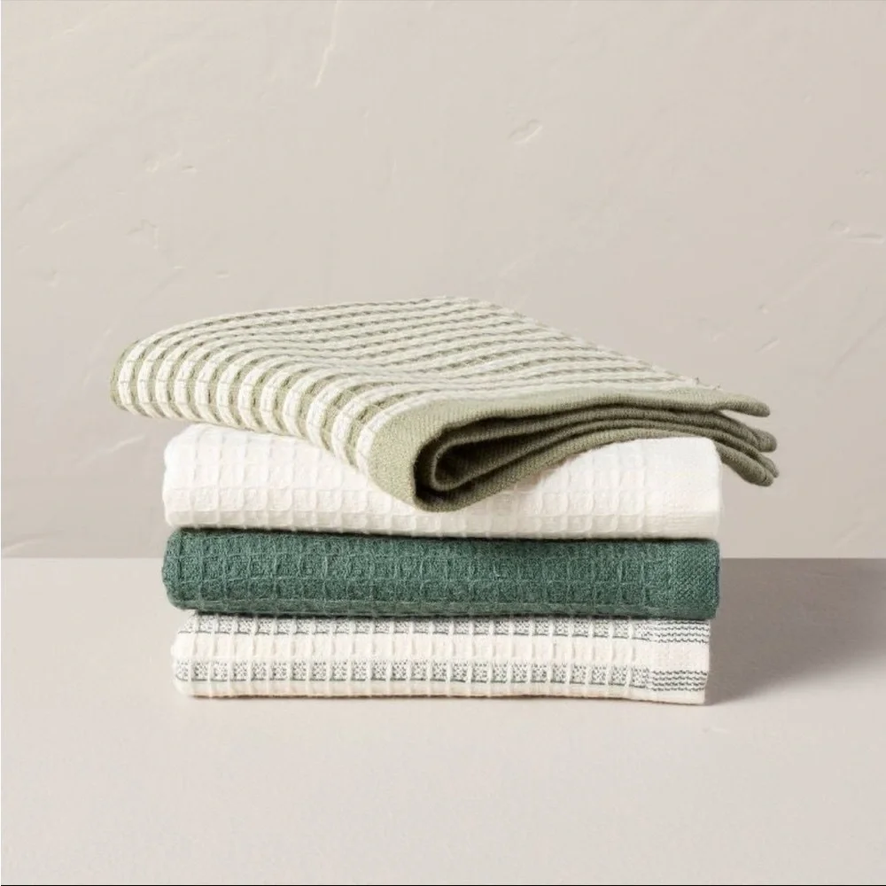Set | 2-Count Green Stripe Kitchen Towels & Dish Cloth Set - Hearth & Hand